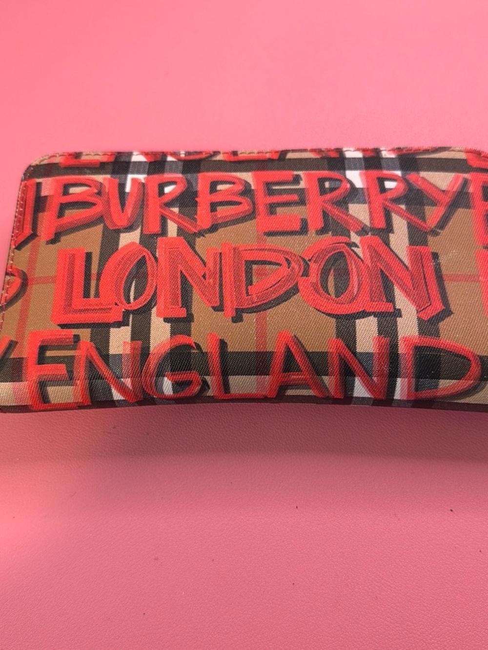 Burberry Red Graffiti Check Zip Wallet - Picture 2 of 6